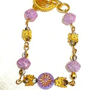 Purple Bracelet Unique Beads Toggle Clasp